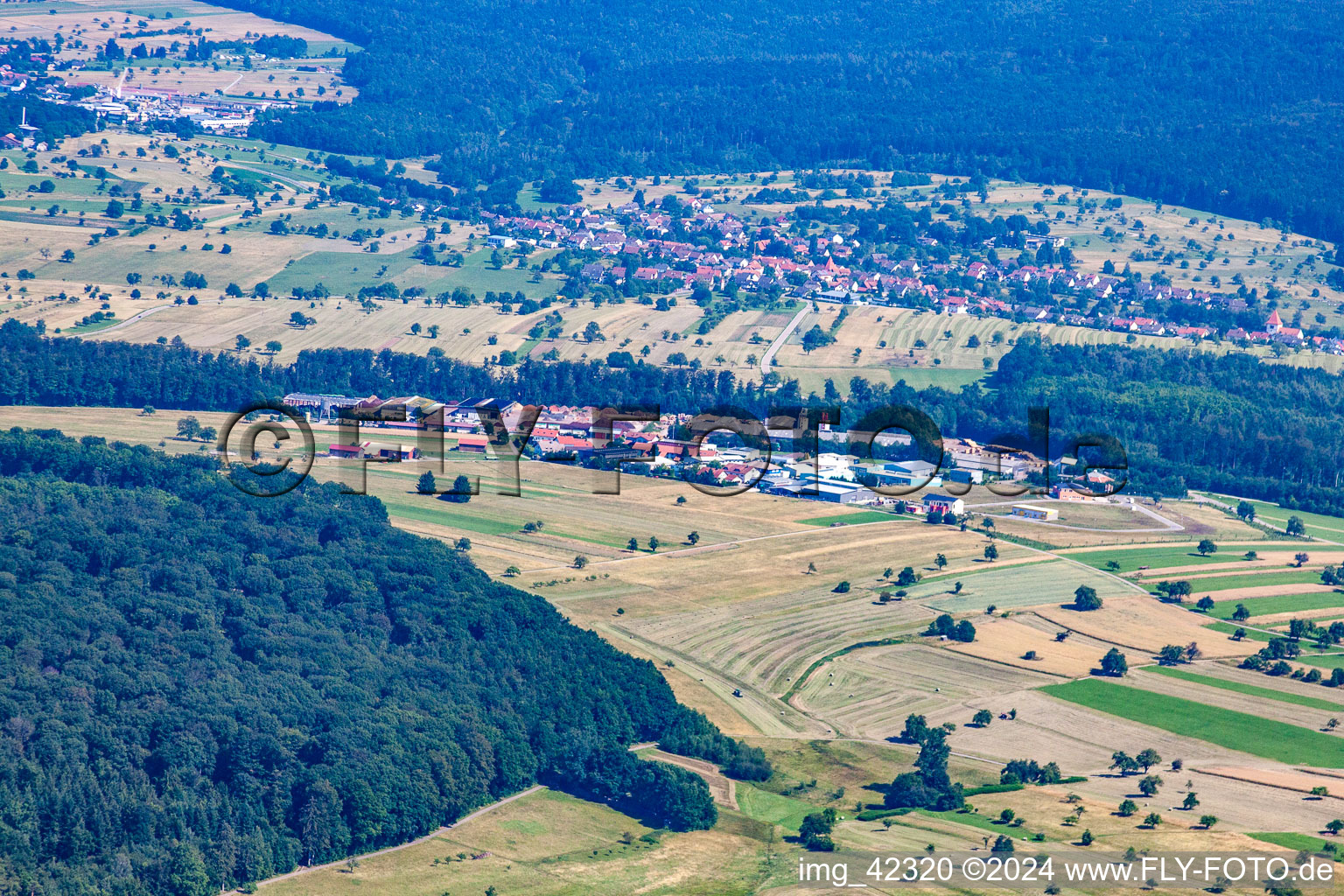 Aerial photograpy of District Pfaffenrot in Marxzell in the state Baden-Wuerttemberg, Germany