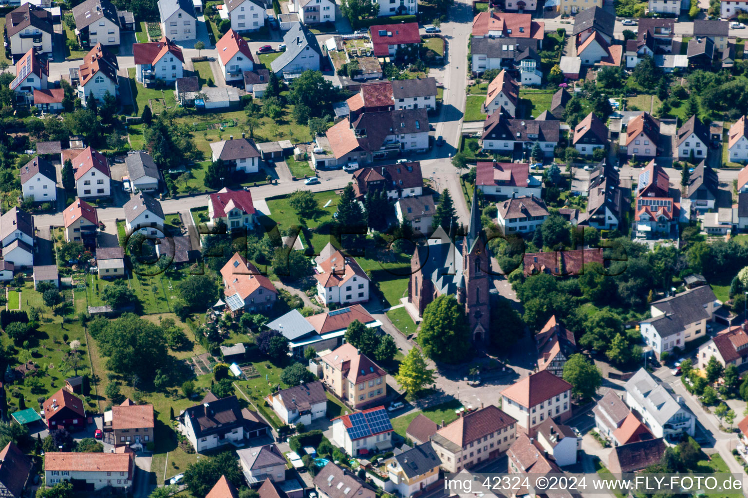 District Schöllbronn in Ettlingen in the state Baden-Wuerttemberg, Germany viewn from the air