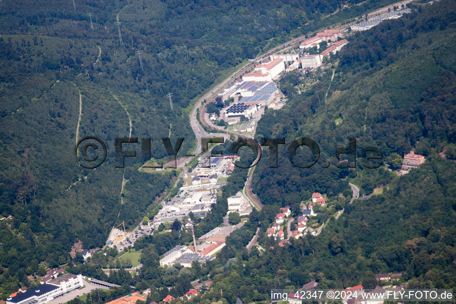 Ettlingen in the state Baden-Wuerttemberg, Germany from above