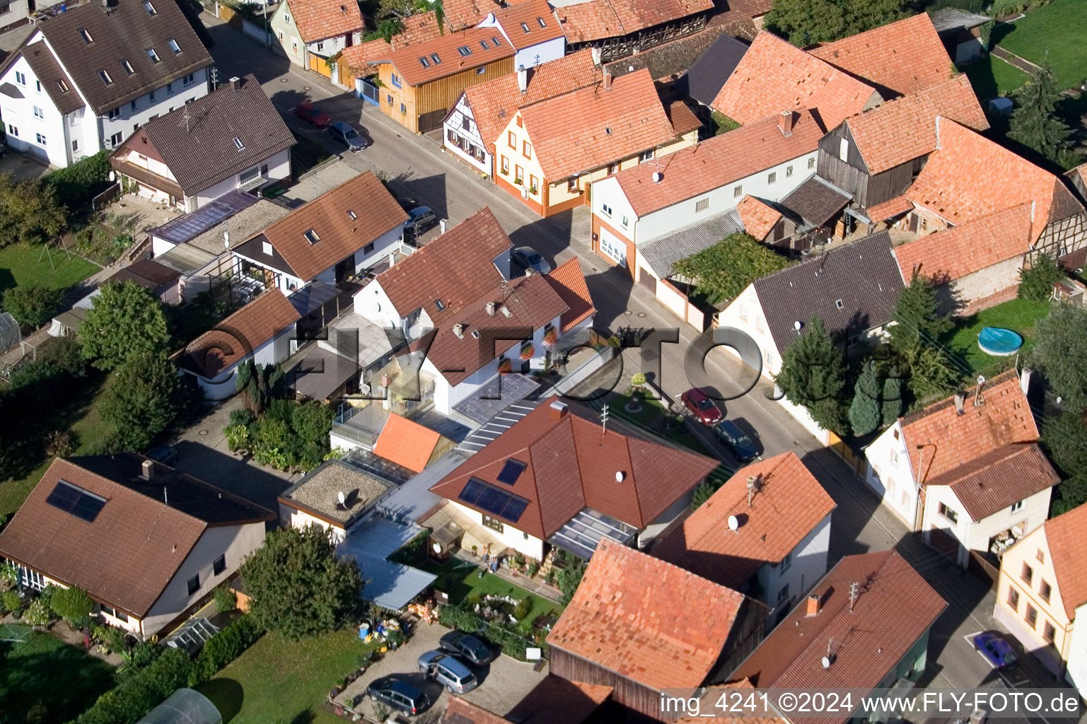 Brehmstr in the district Minderslachen in Kandel in the state Rhineland-Palatinate, Germany from the plane