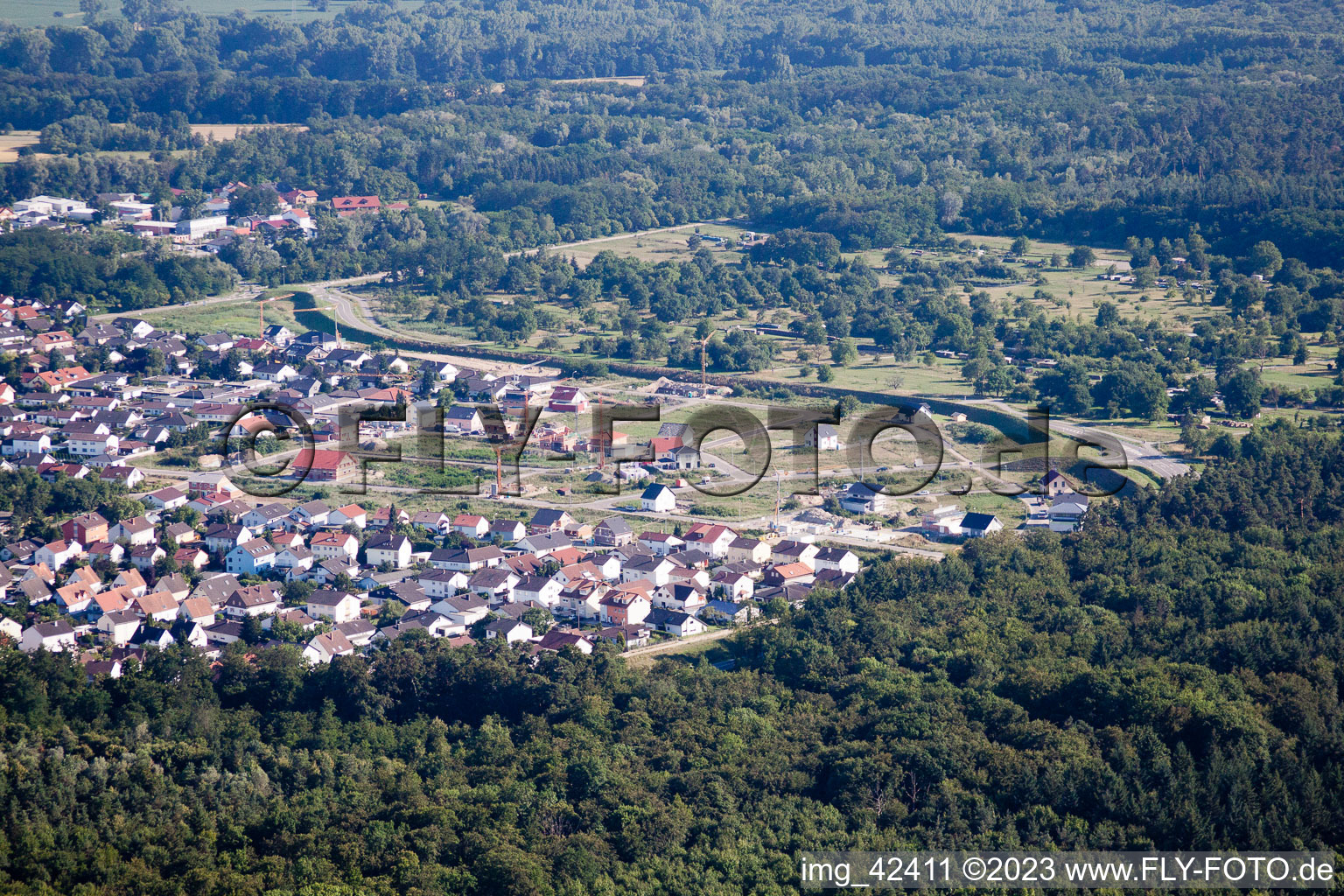 Aerial view of New development area West in Jockgrim in the state Rhineland-Palatinate, Germany