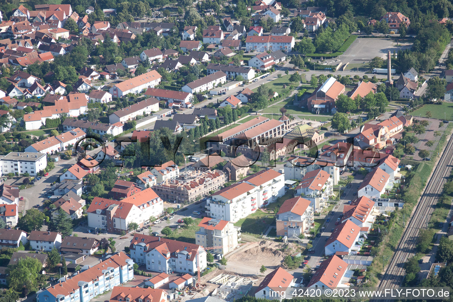 Jockgrim in the state Rhineland-Palatinate, Germany from the drone perspective