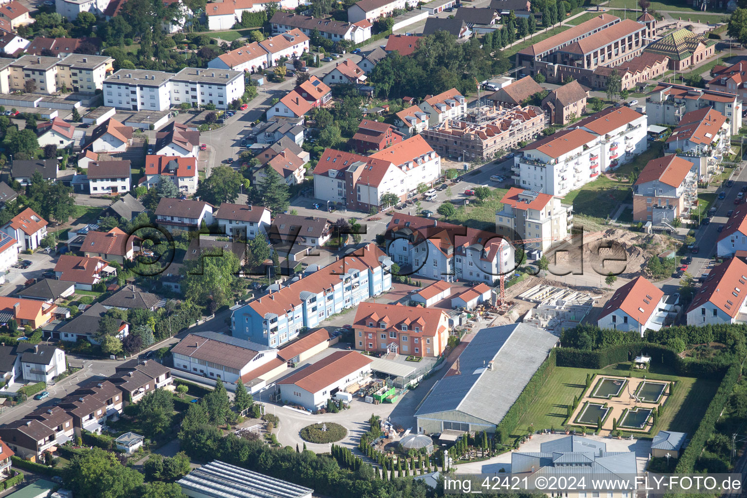 Jockgrim in the state Rhineland-Palatinate, Germany from a drone