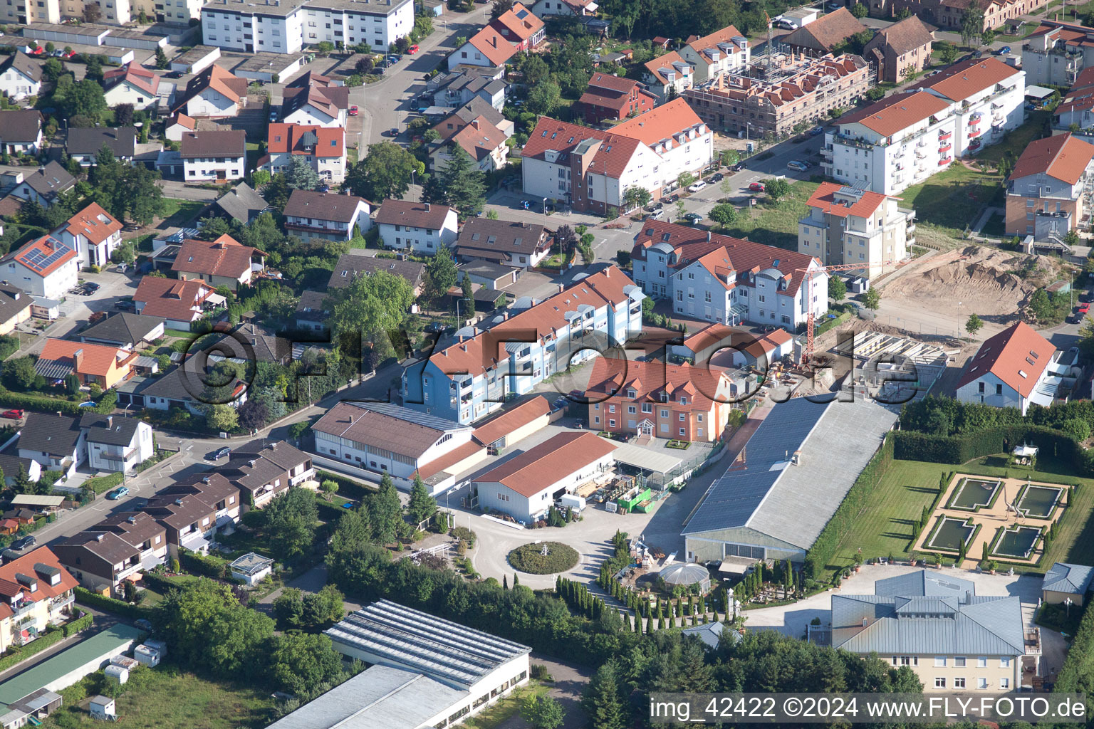 Jockgrim in the state Rhineland-Palatinate, Germany seen from a drone