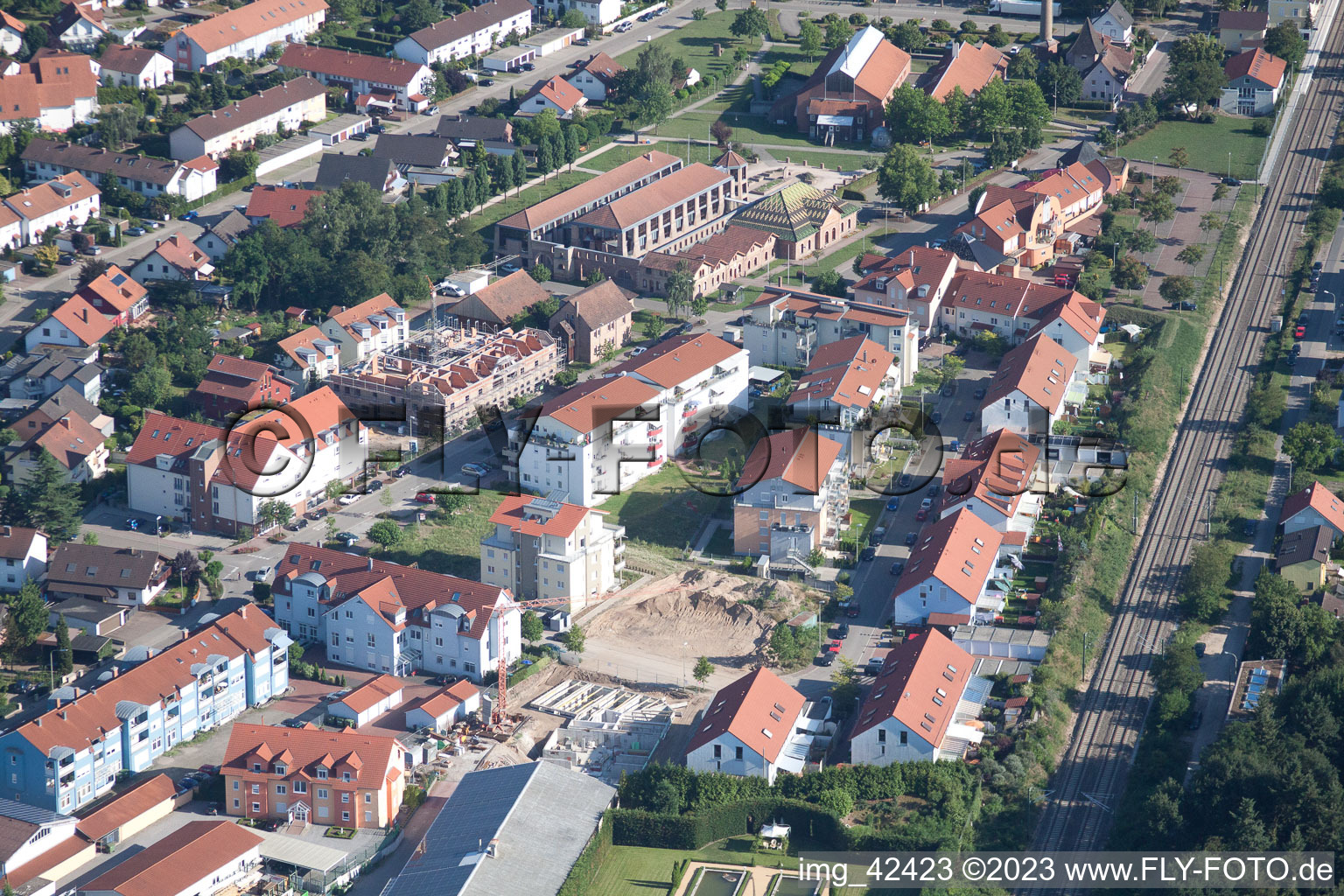 Aerial view of Jockgrim in the state Rhineland-Palatinate, Germany