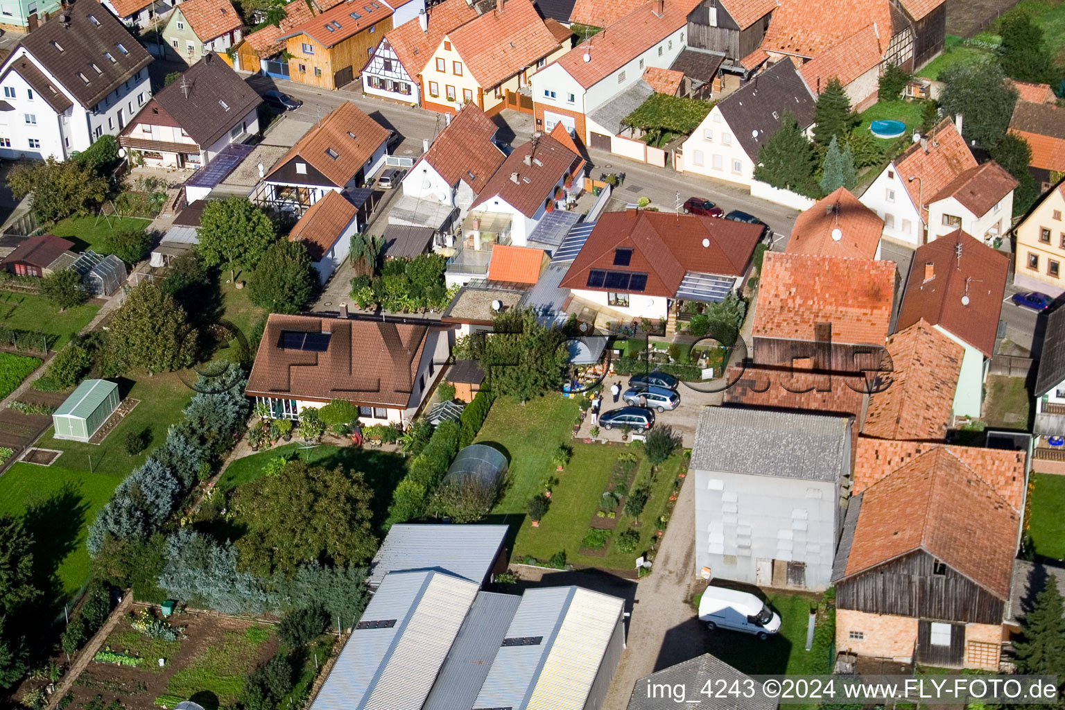 Brehmstr in the district Minderslachen in Kandel in the state Rhineland-Palatinate, Germany viewn from the air