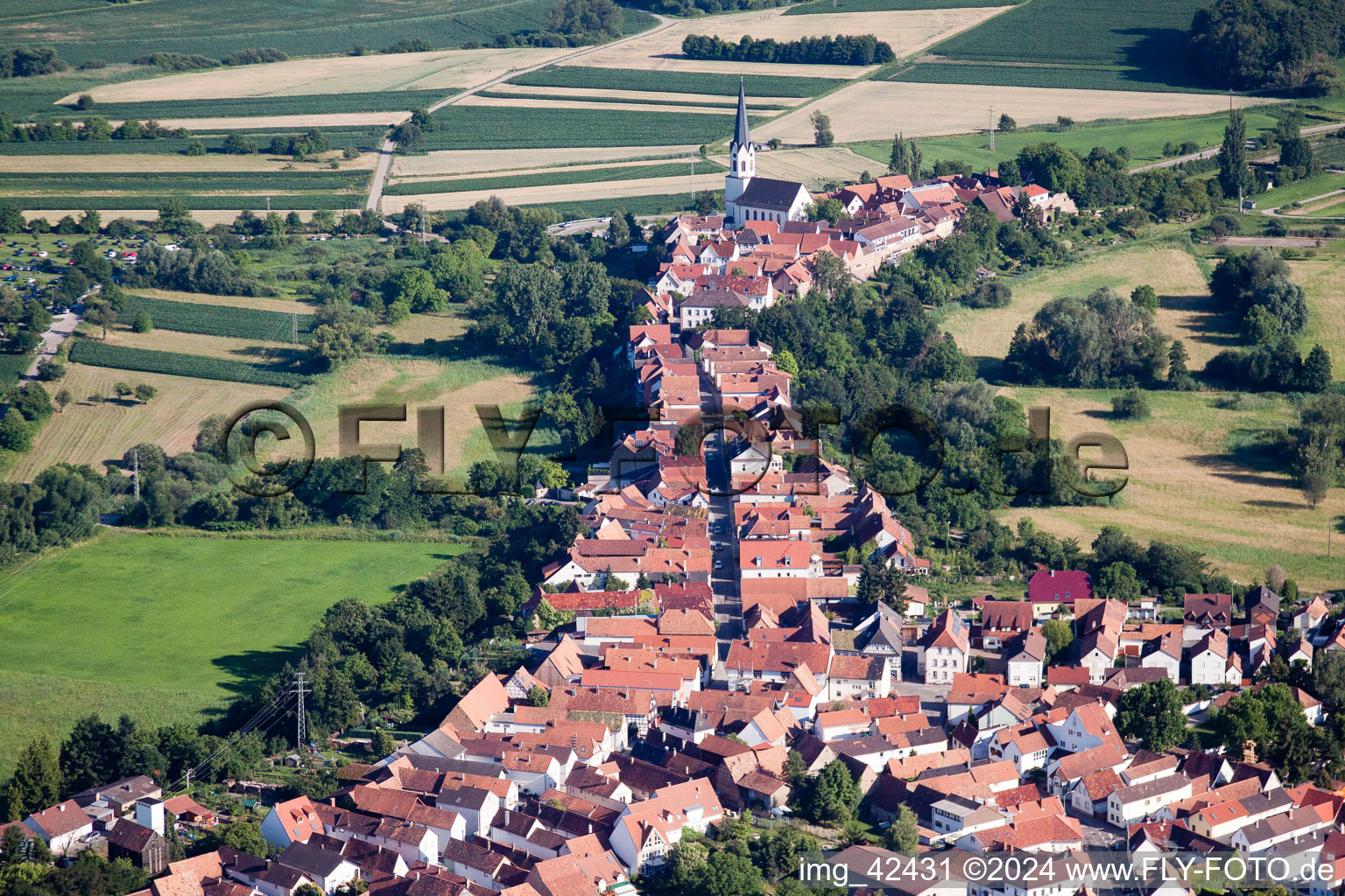 Old Town area and city center Ludwigstrasse in Jockgrim in the state Rhineland-Palatinate, Germany