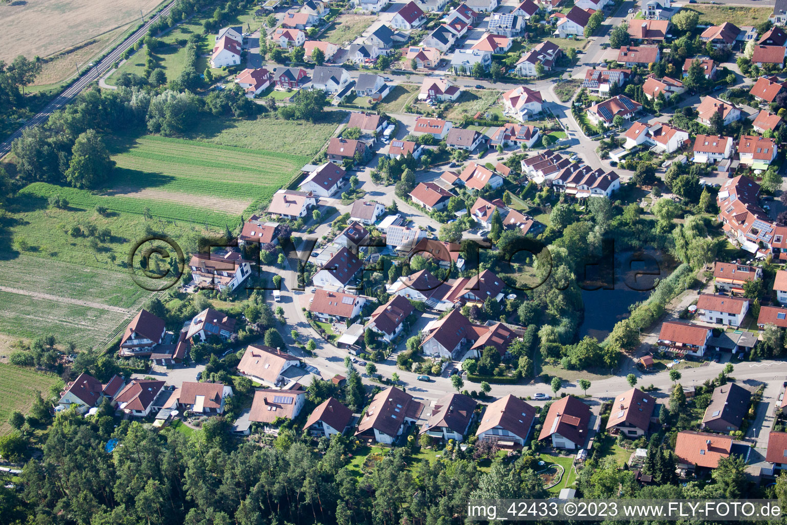 Aerial photograpy of New development area in Rheinzabern in the state Rhineland-Palatinate, Germany