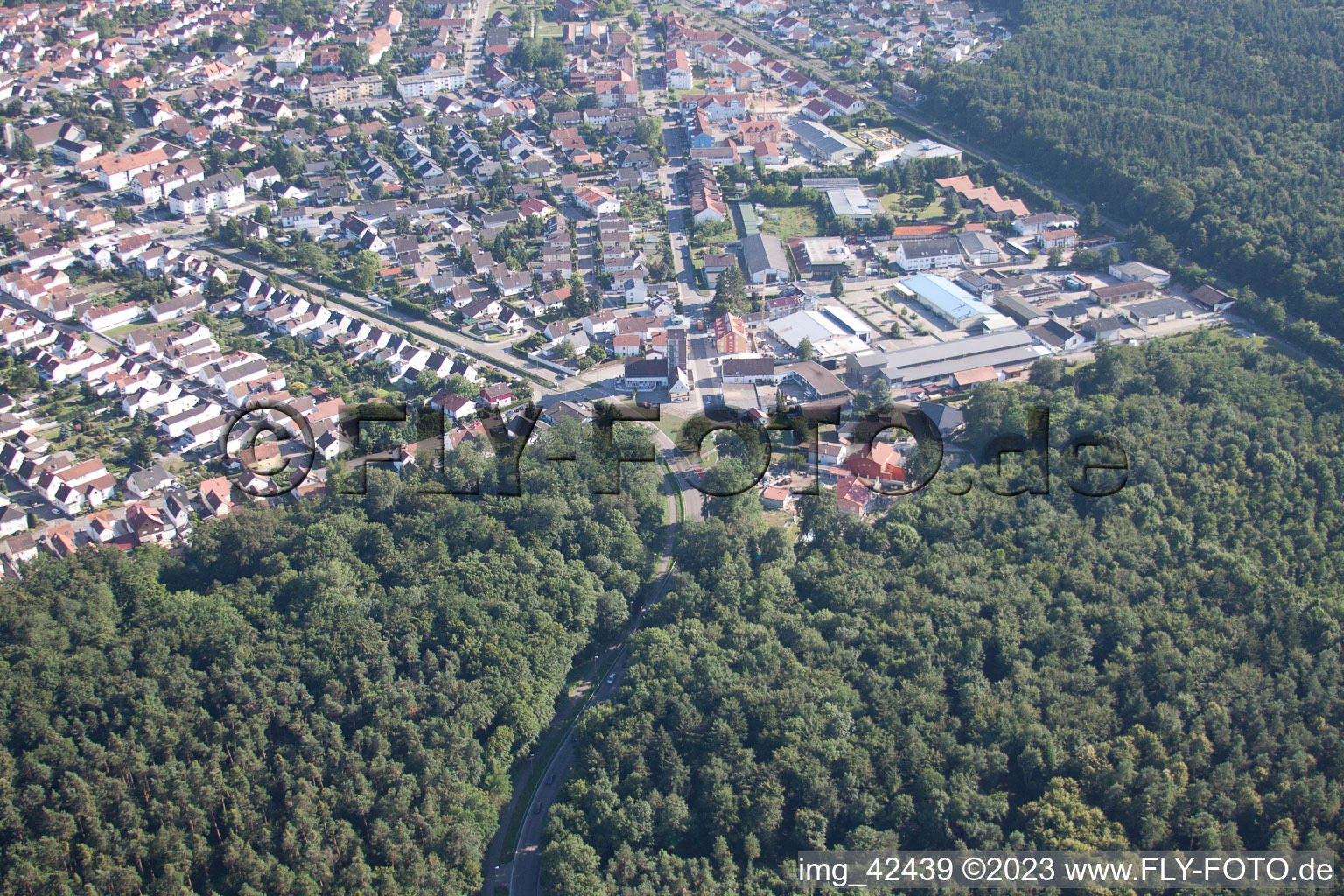 Aerial view of Ludovici Tower in Jockgrim in the state Rhineland-Palatinate, Germany