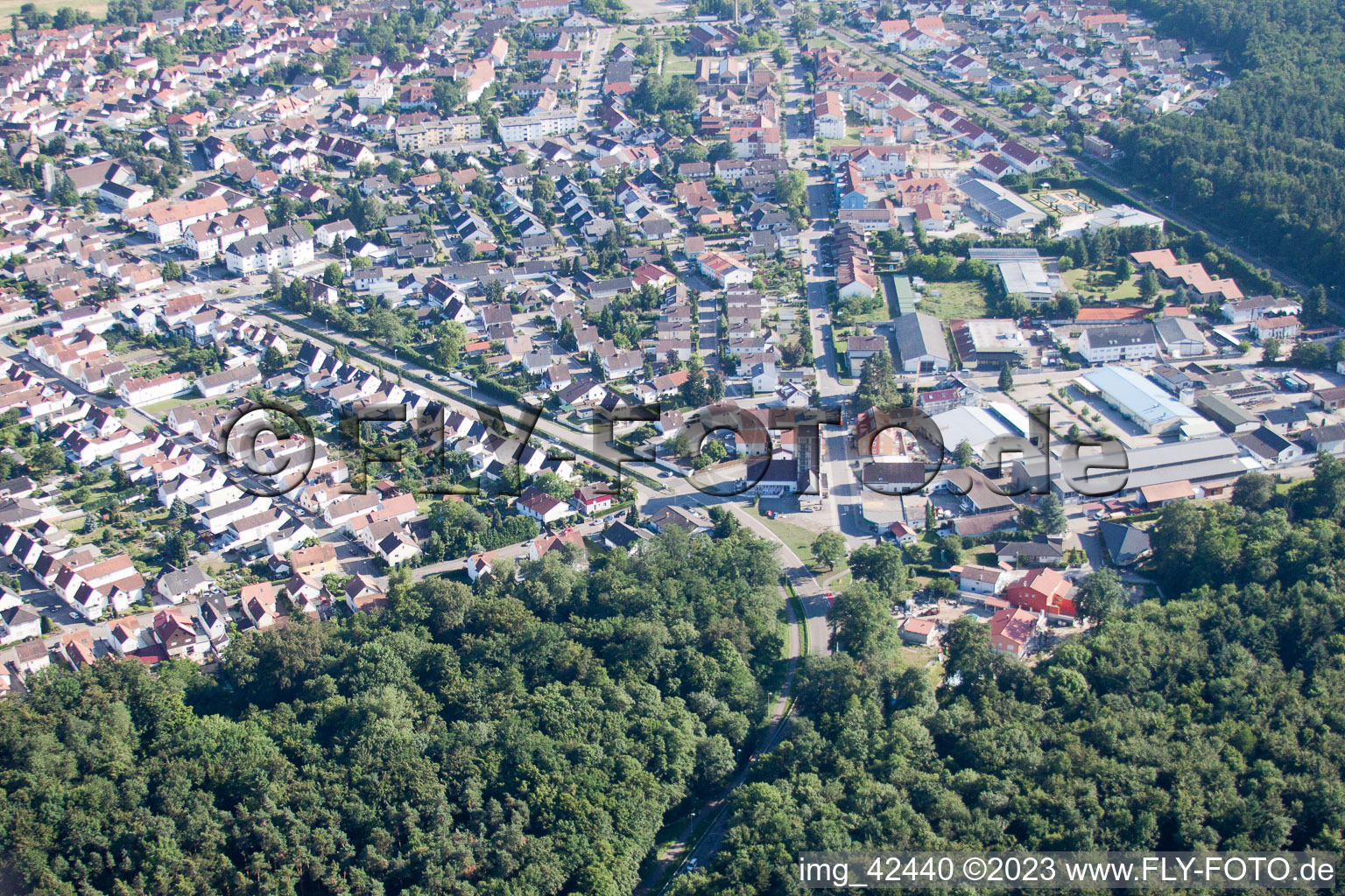 Jockgrim in the state Rhineland-Palatinate, Germany from above