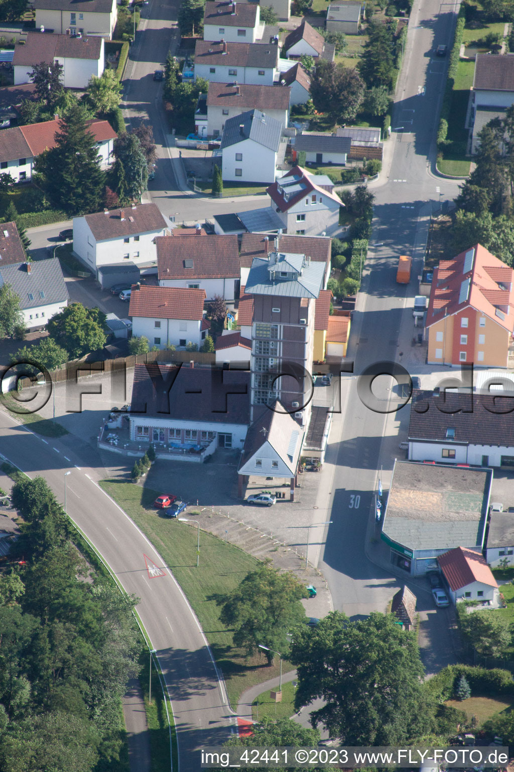 Aerial photograpy of Ludovici Tower in Jockgrim in the state Rhineland-Palatinate, Germany