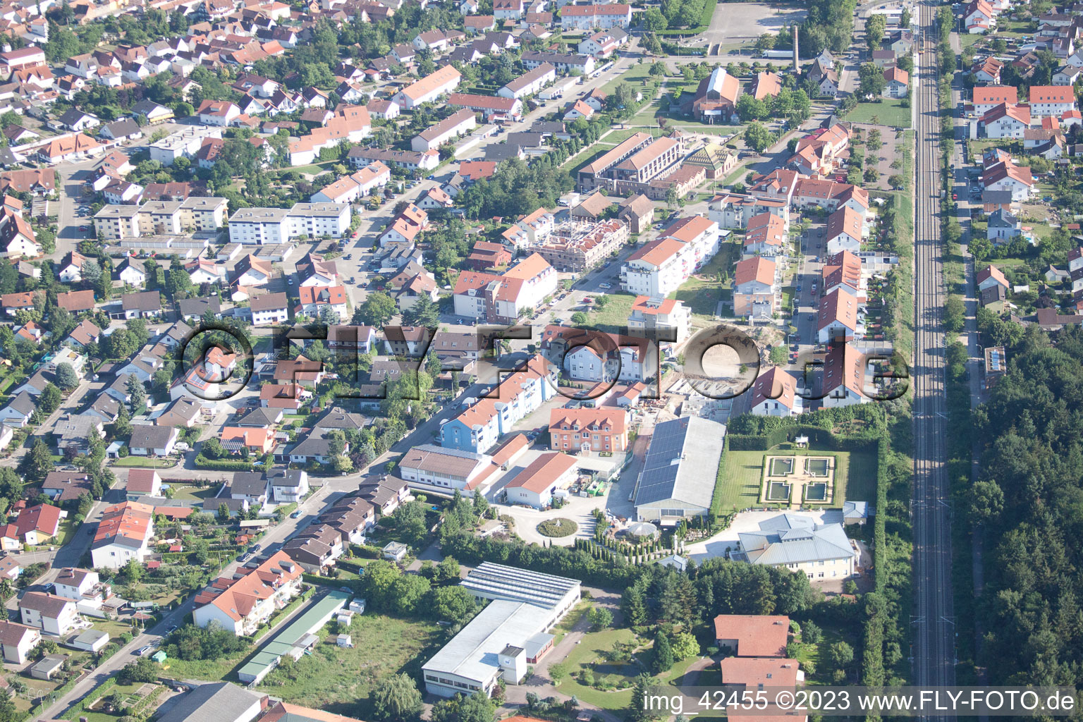 Jockgrim in the state Rhineland-Palatinate, Germany seen from above