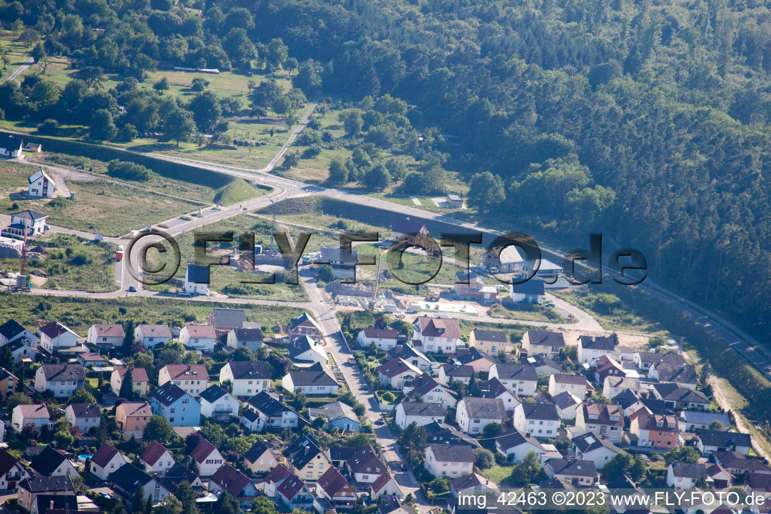 Oblique view of New development area west in Jockgrim in the state Rhineland-Palatinate, Germany