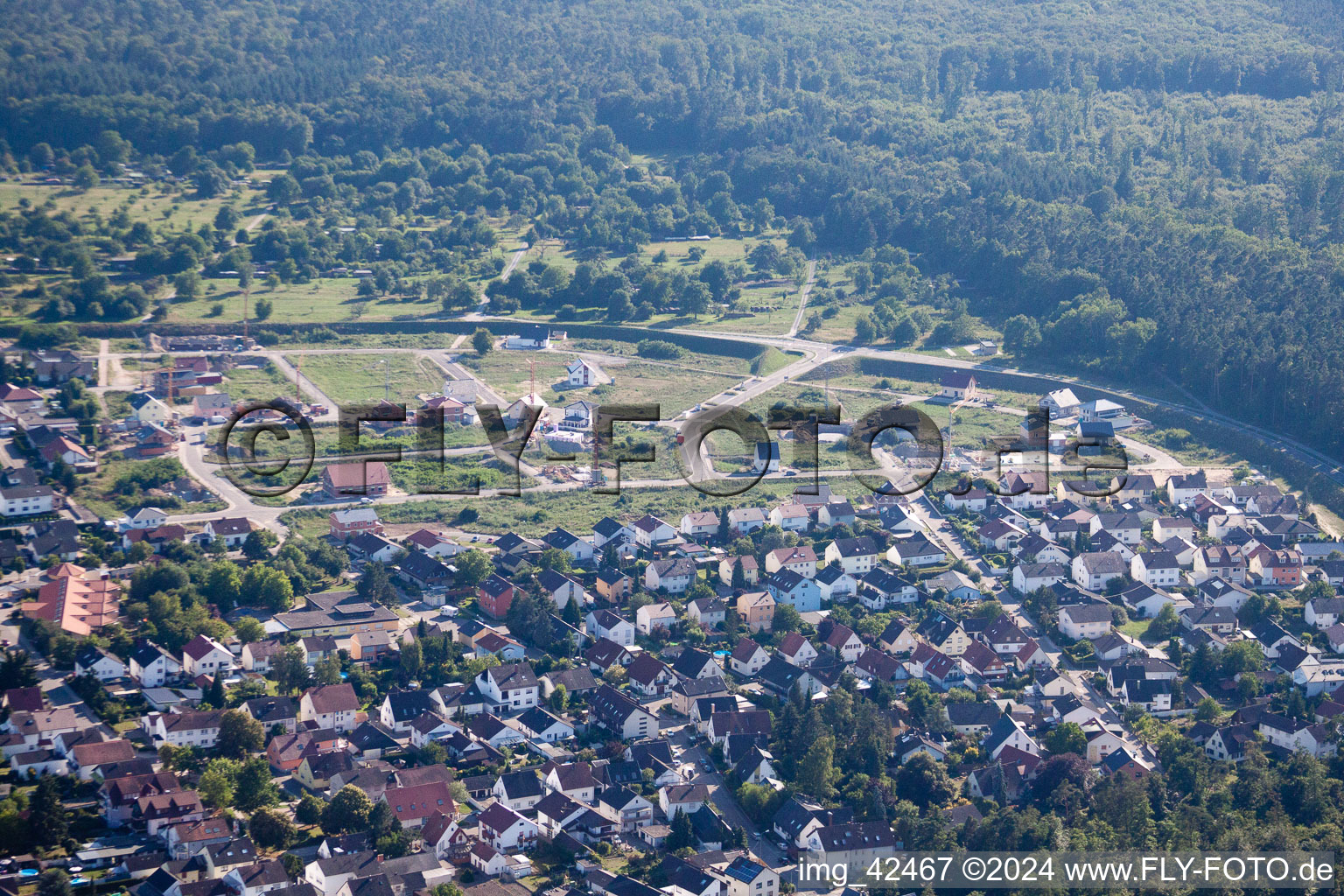 New development area West in Jockgrim in the state Rhineland-Palatinate, Germany out of the air