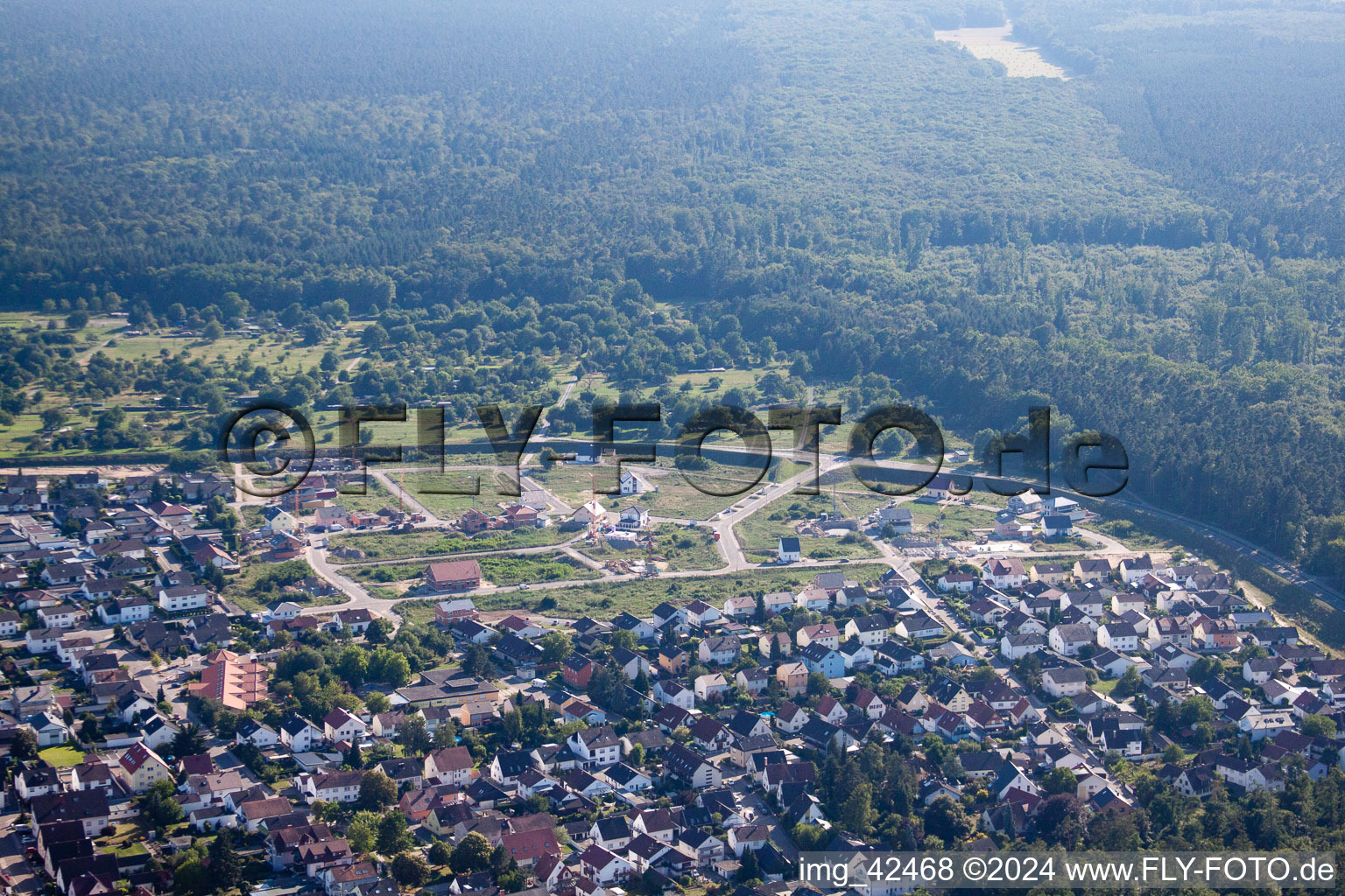 New development area West in Jockgrim in the state Rhineland-Palatinate, Germany seen from above