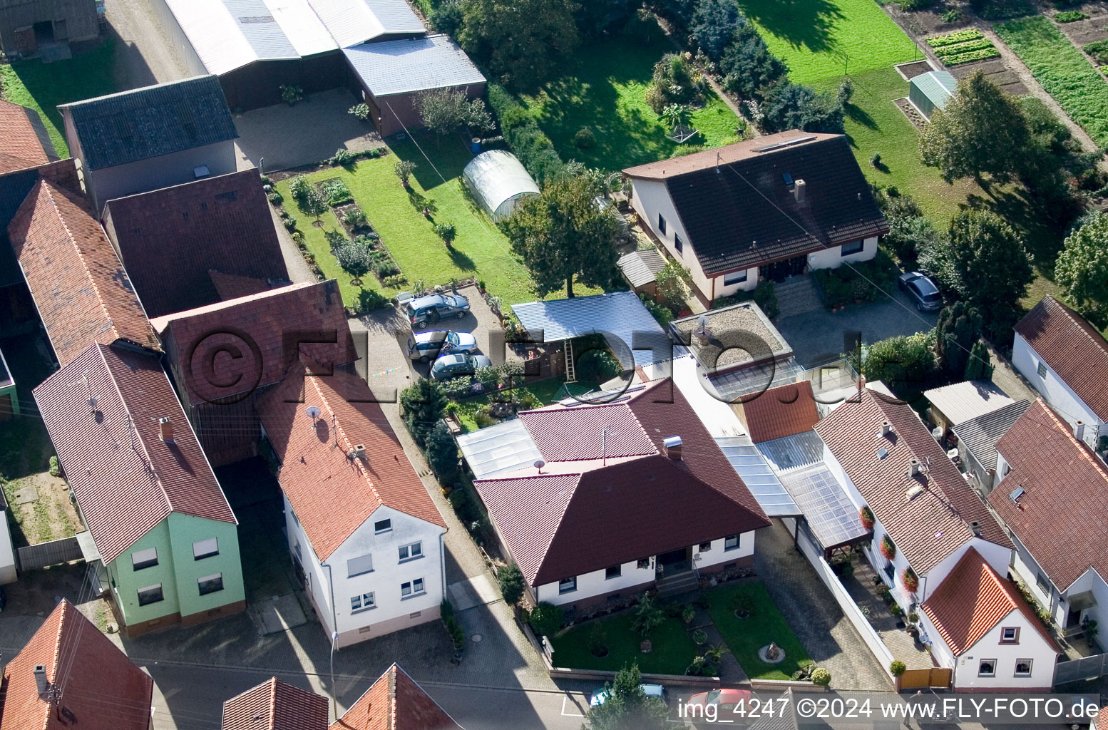 Brehmstr in the district Minderslachen in Kandel in the state Rhineland-Palatinate, Germany from a drone