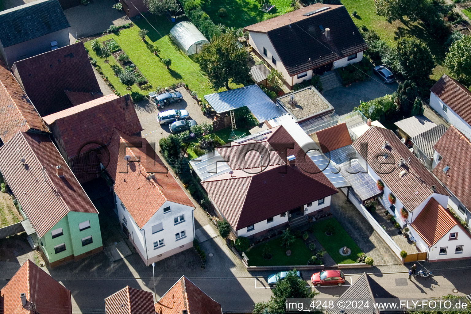 Brehmstr in the district Minderslachen in Kandel in the state Rhineland-Palatinate, Germany seen from a drone