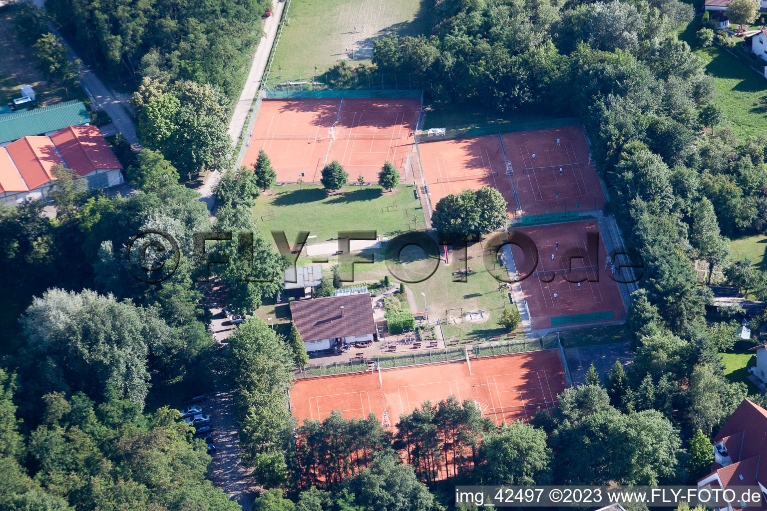 Aerial view of Tennis in Jockgrim in the state Rhineland-Palatinate, Germany