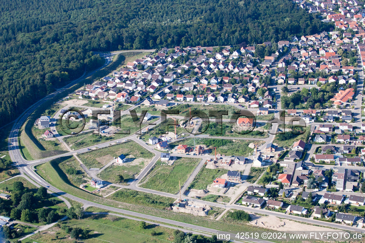 Drone image of New development area West in Jockgrim in the state Rhineland-Palatinate, Germany