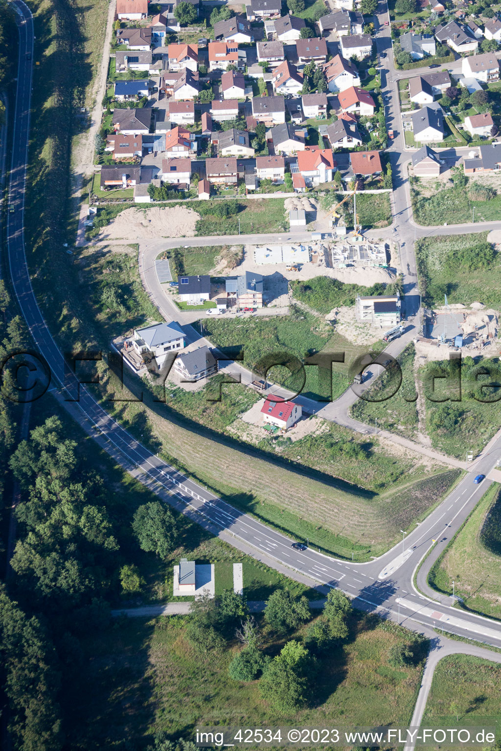 Oblique view of New development area west in Jockgrim in the state Rhineland-Palatinate, Germany