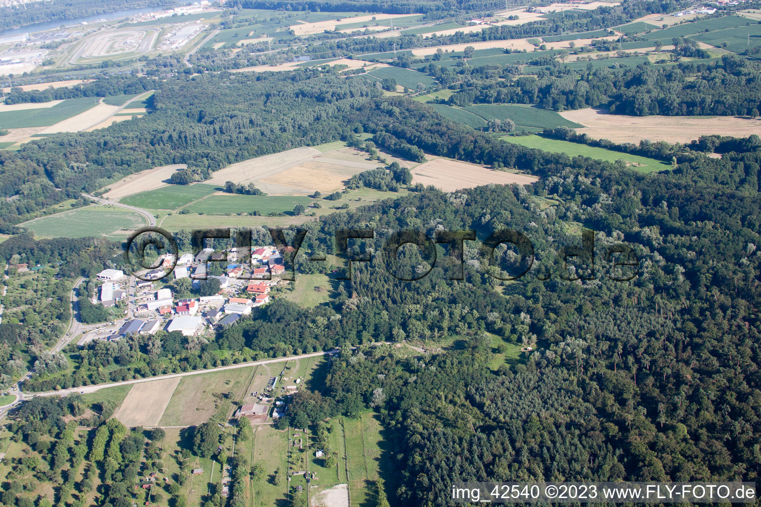 Clay pit in Jockgrim in the state Rhineland-Palatinate, Germany from above