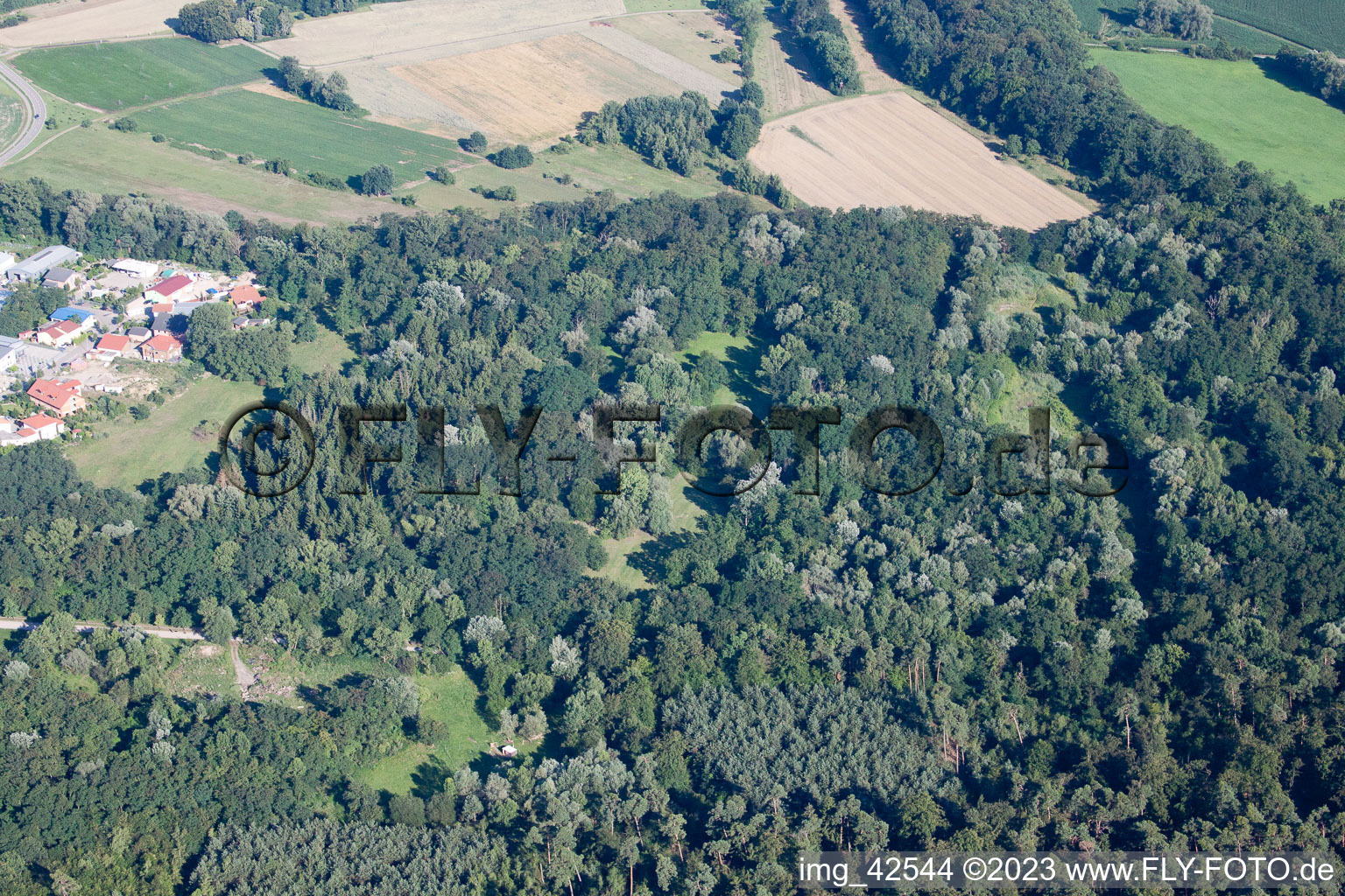 Clay pit in Jockgrim in the state Rhineland-Palatinate, Germany seen from above