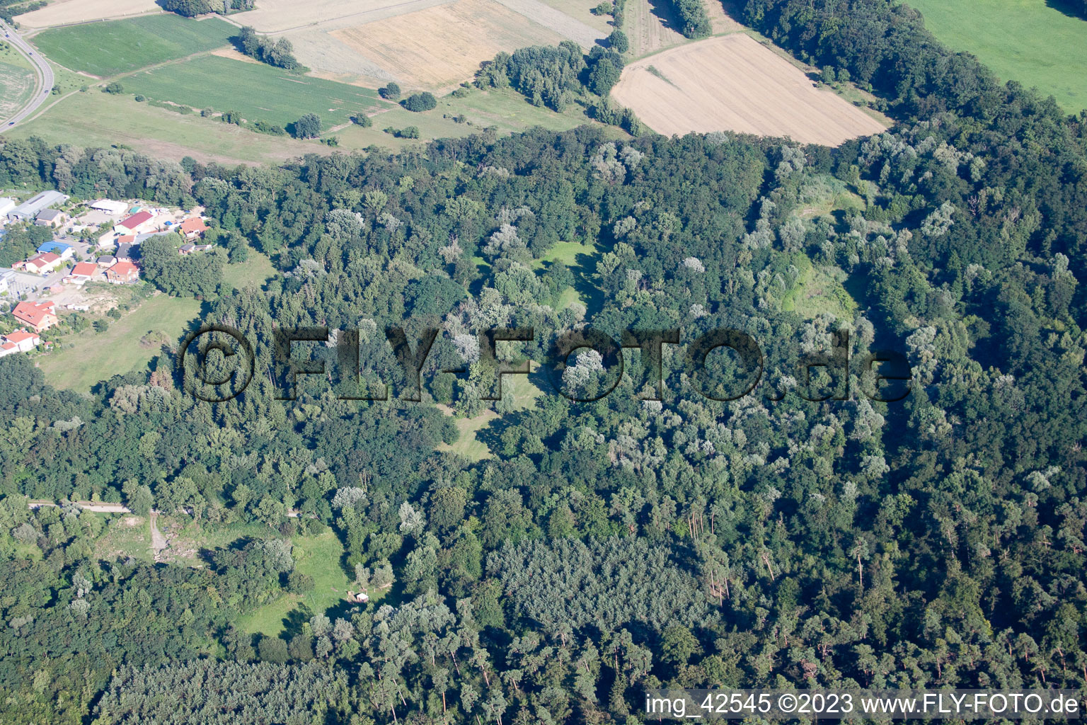 Clay pit in Jockgrim in the state Rhineland-Palatinate, Germany from the plane