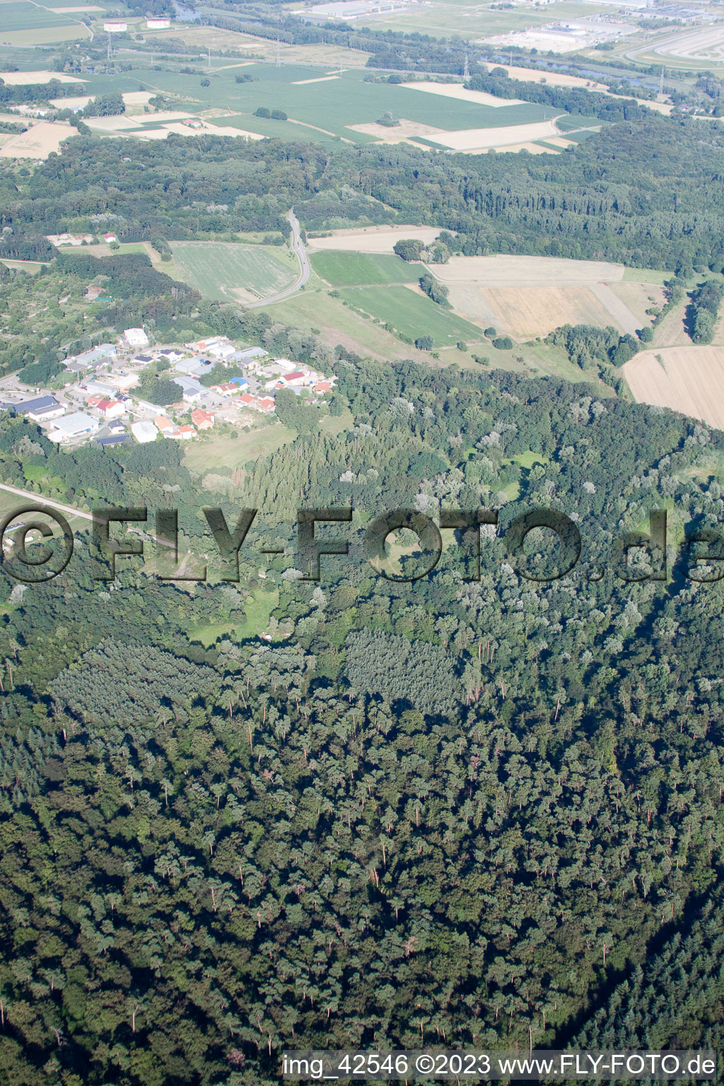 Bird's eye view of Clay pit in Jockgrim in the state Rhineland-Palatinate, Germany