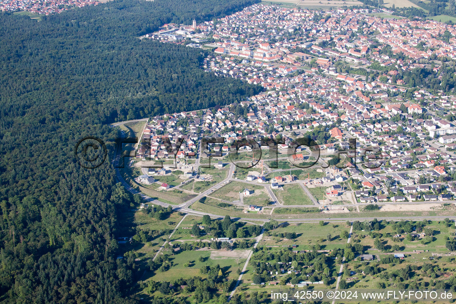 Bird's eye view of New development area West in Jockgrim in the state Rhineland-Palatinate, Germany