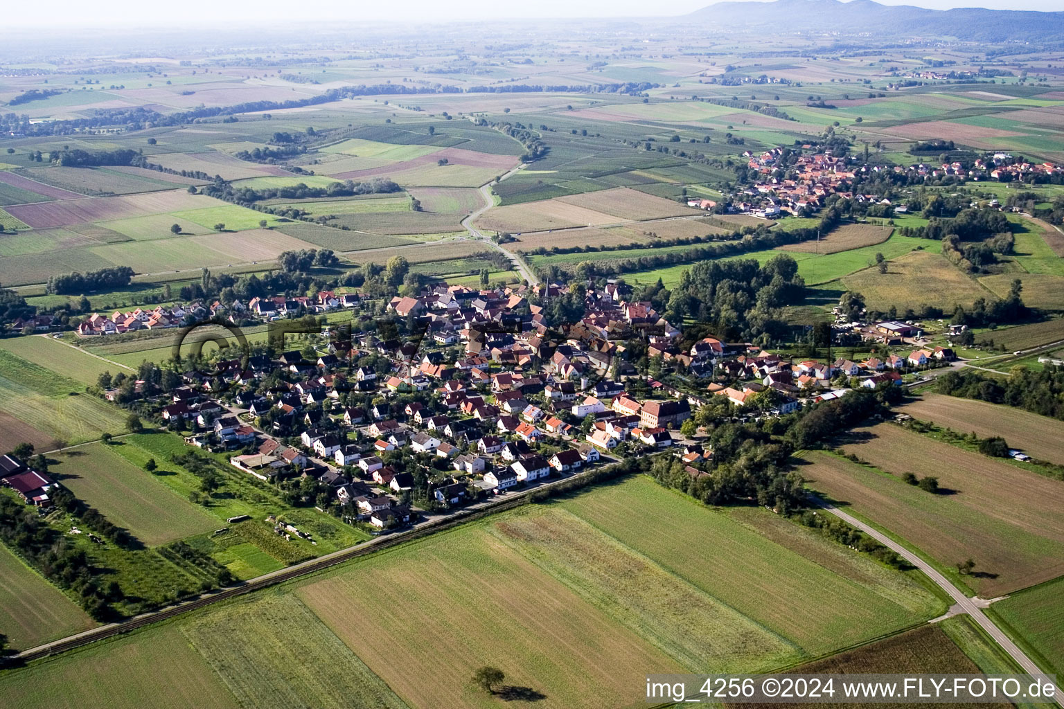 Oblique view of Village view in Barbelroth in the state Rhineland-Palatinate, Germany