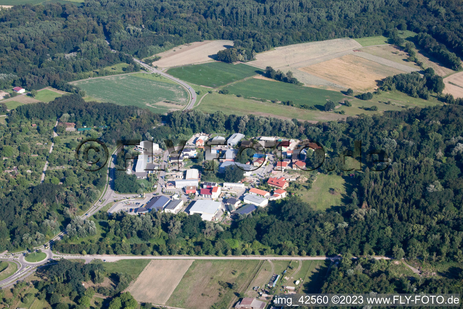 Commercial area SW in Jockgrim in the state Rhineland-Palatinate, Germany out of the air