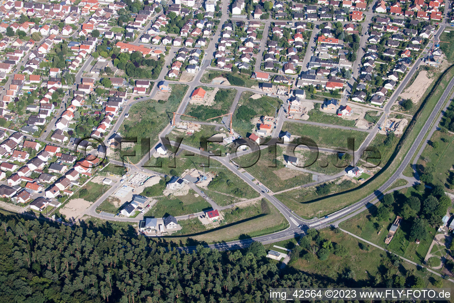 Aerial view of New development area West in Jockgrim in the state Rhineland-Palatinate, Germany