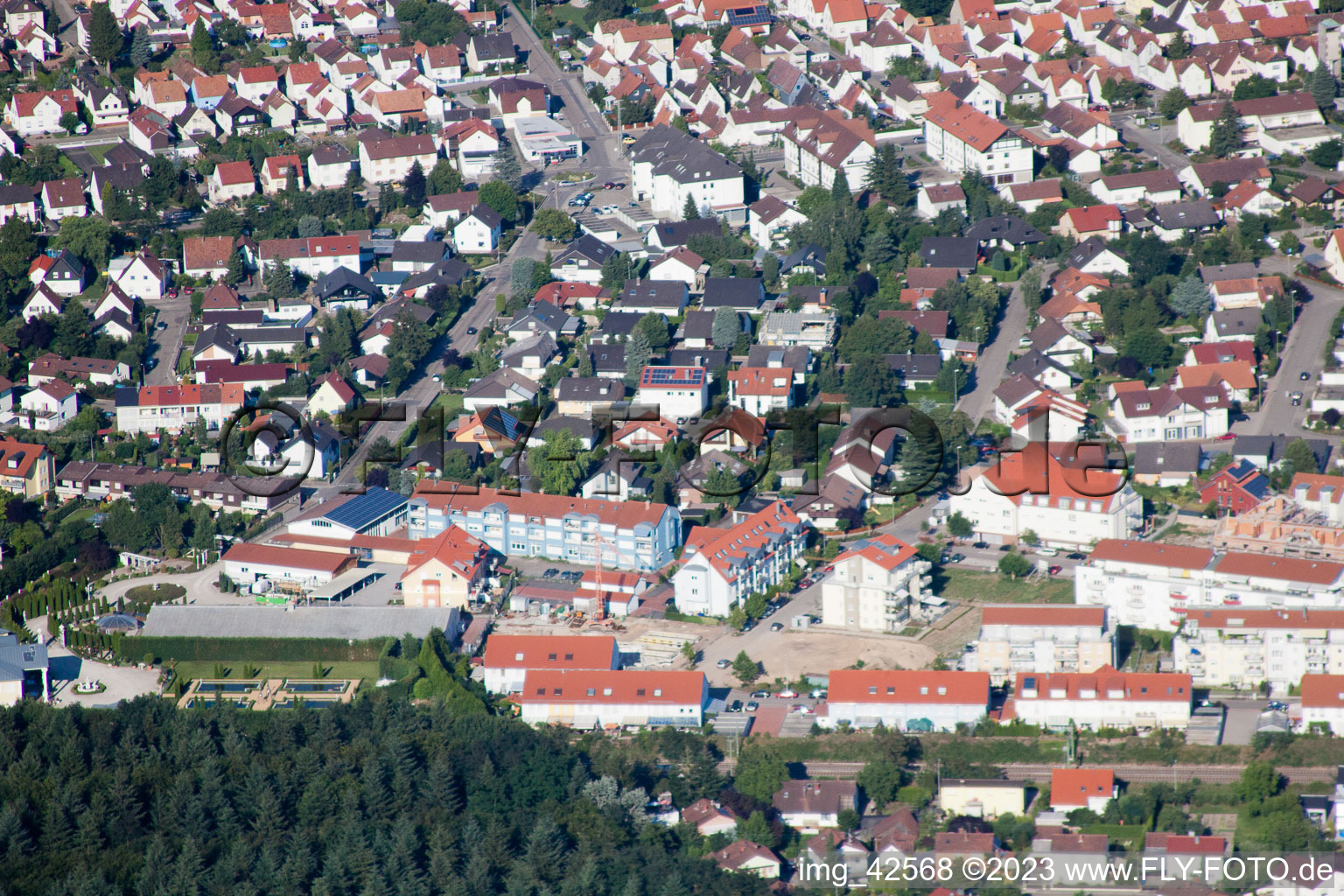 Bird's eye view of Jockgrim in the state Rhineland-Palatinate, Germany