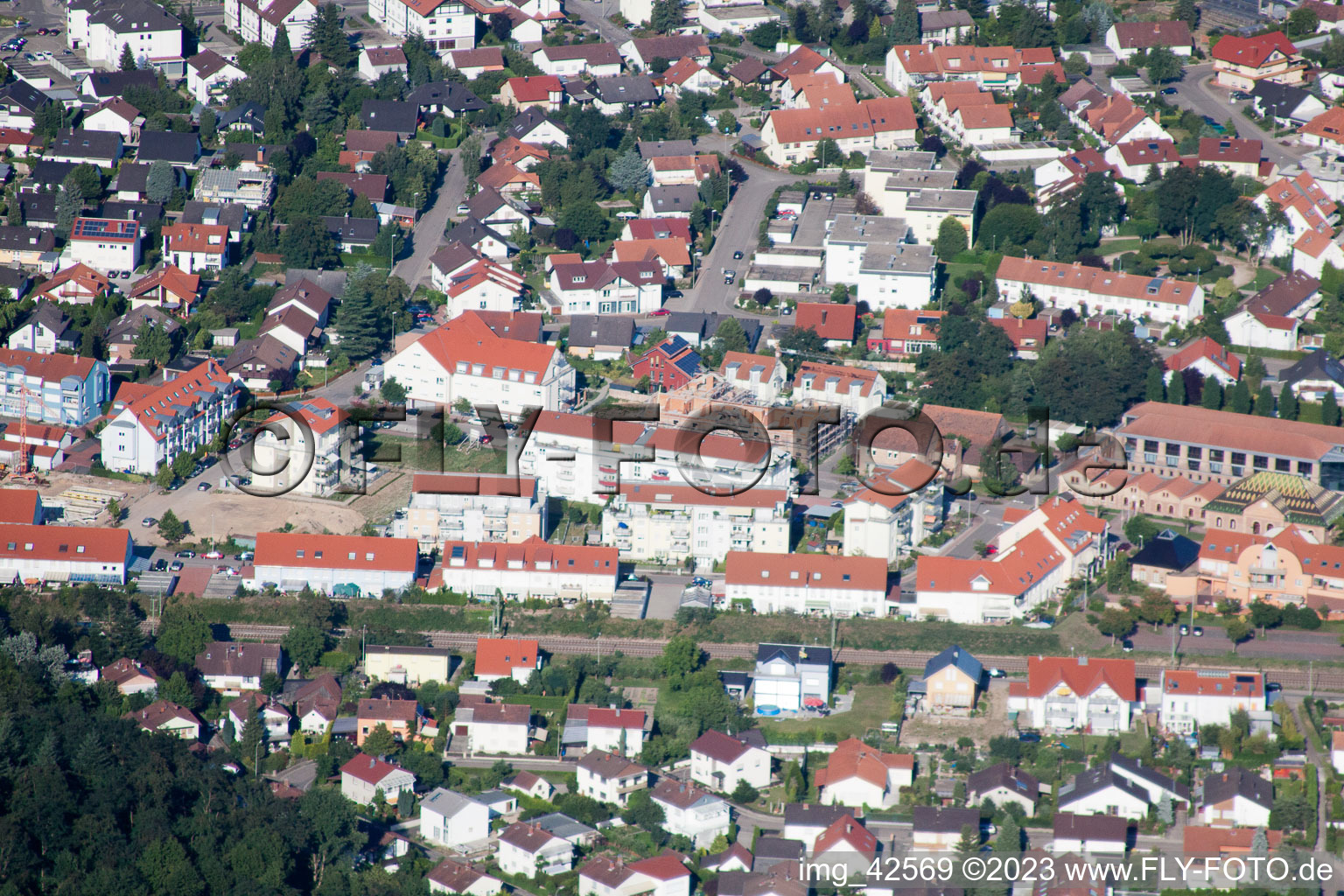 Jockgrim in the state Rhineland-Palatinate, Germany viewn from the air