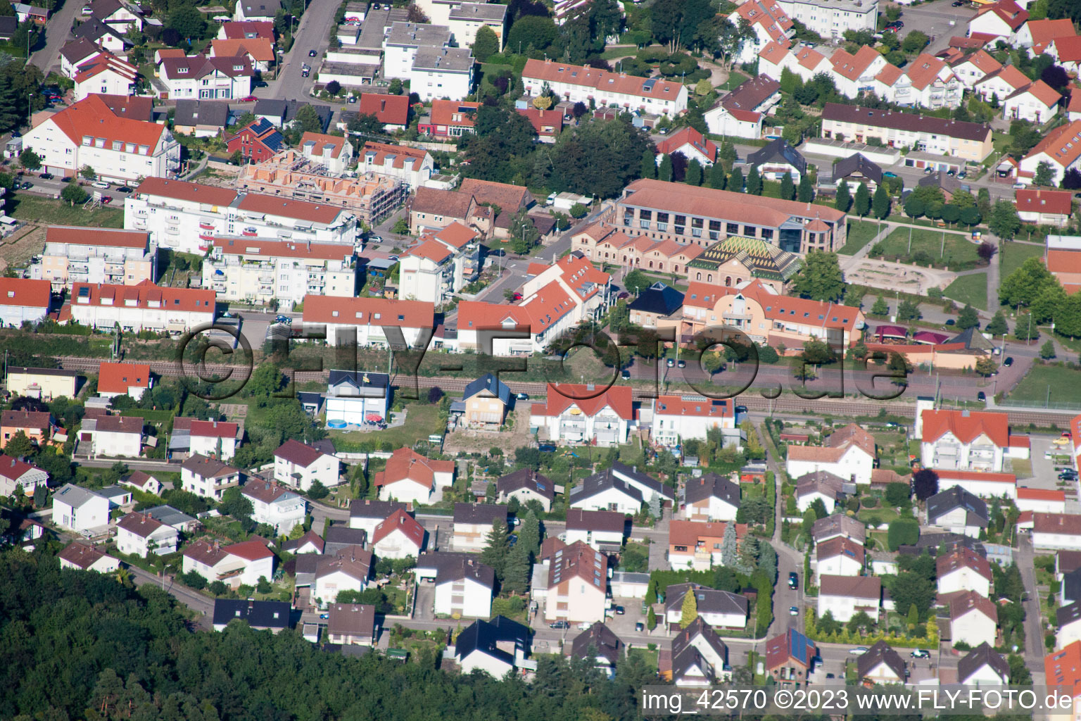 Drone recording of Jockgrim in the state Rhineland-Palatinate, Germany