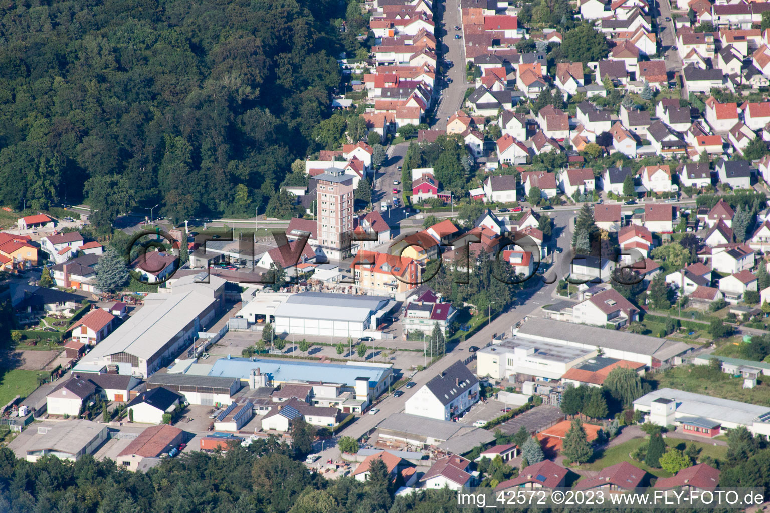 Ludovici Tower in Jockgrim in the state Rhineland-Palatinate, Germany out of the air