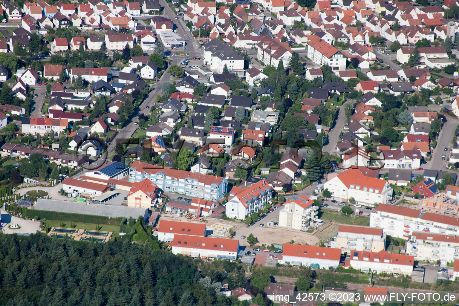 Jockgrim in the state Rhineland-Palatinate, Germany from the drone perspective