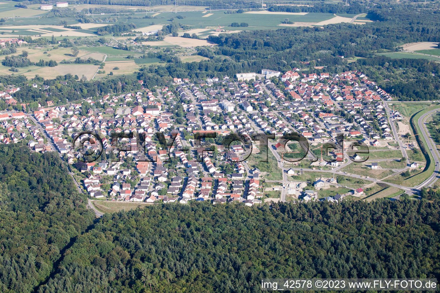 Aerial photograpy of Jockgrim in the state Rhineland-Palatinate, Germany