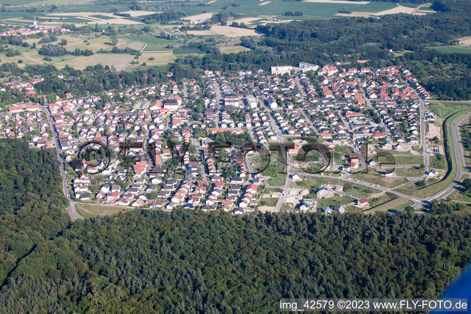 Oblique view of Jockgrim in the state Rhineland-Palatinate, Germany