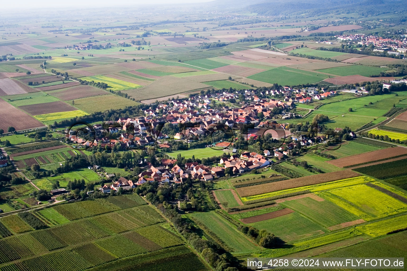 District Drusweiler in Kapellen-Drusweiler in the state Rhineland-Palatinate, Germany from the drone perspective