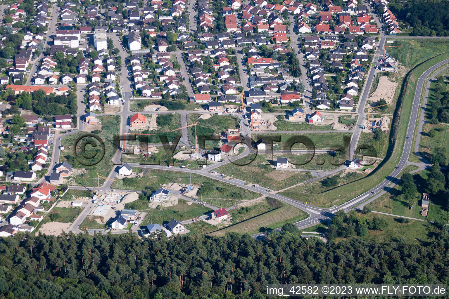 New development area West in Jockgrim in the state Rhineland-Palatinate, Germany out of the air