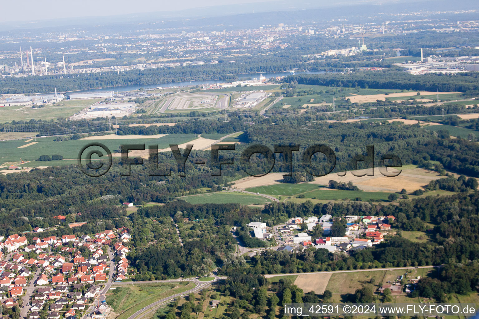 Jockgrim in the state Rhineland-Palatinate, Germany from above