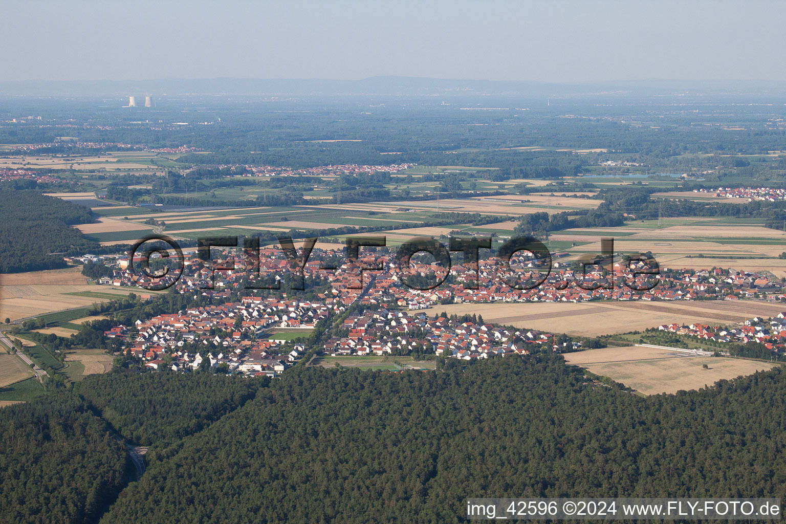 Aerial view of From the southwest in Rheinzabern in the state Rhineland-Palatinate, Germany