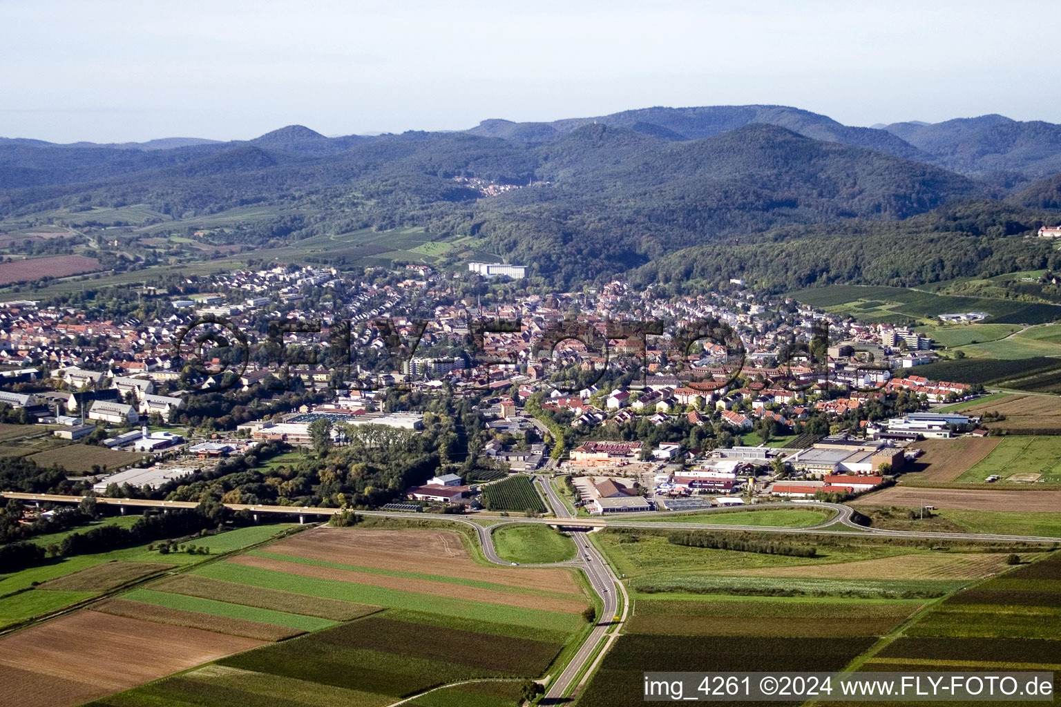 From the east in Bad Bergzabern in the state Rhineland-Palatinate, Germany