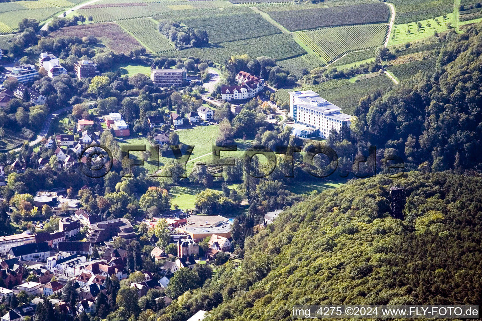 Kurpark from the southeast in Bad Bergzabern in the state Rhineland-Palatinate, Germany