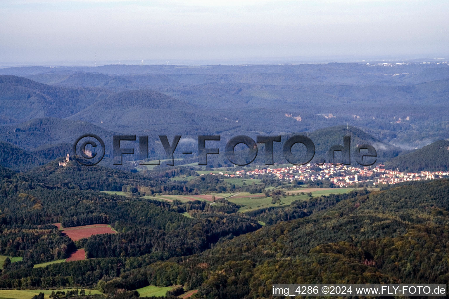 Busenberg in the state Rhineland-Palatinate, Germany from a drone