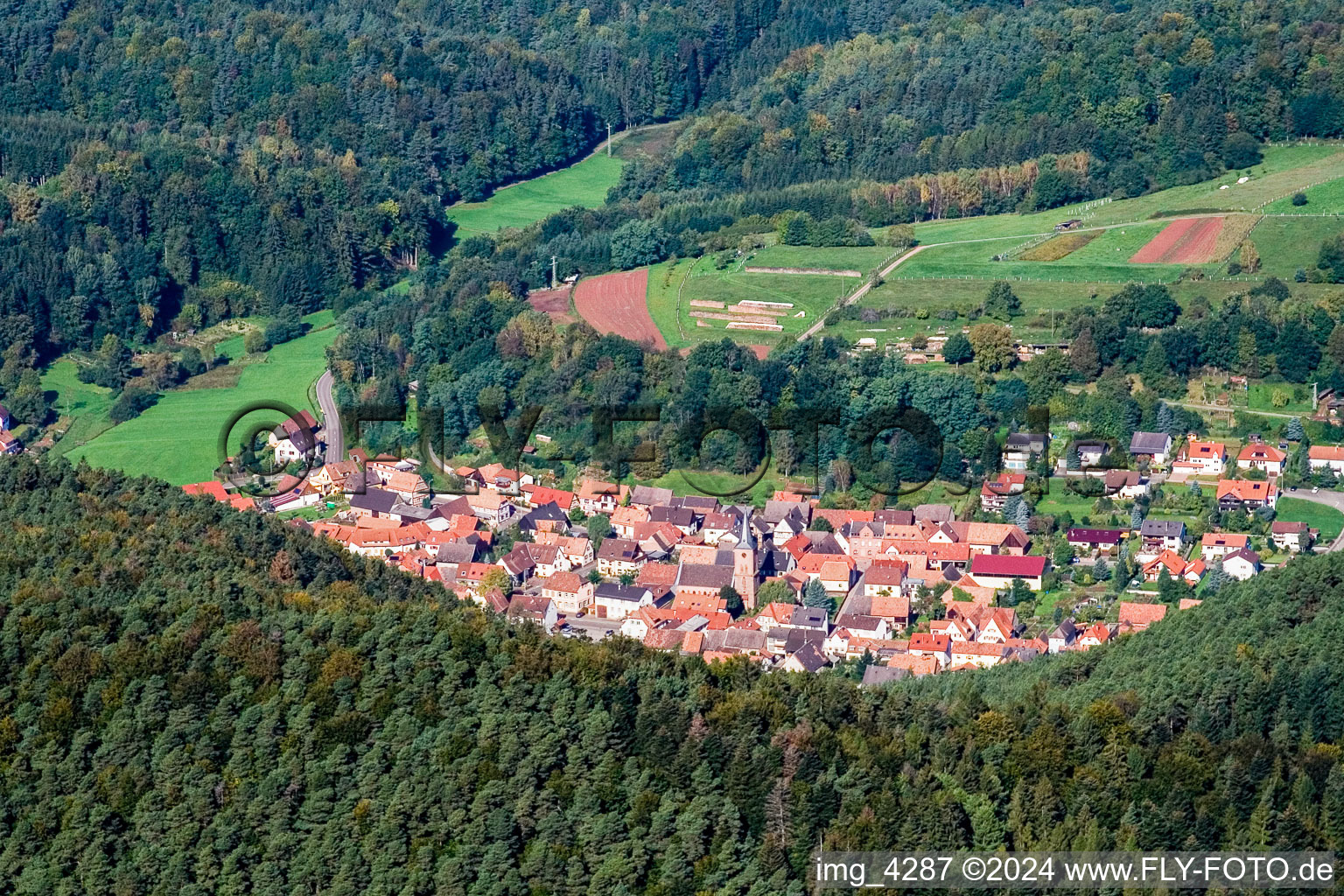 Vorderweidenthal in the state Rhineland-Palatinate, Germany from the plane