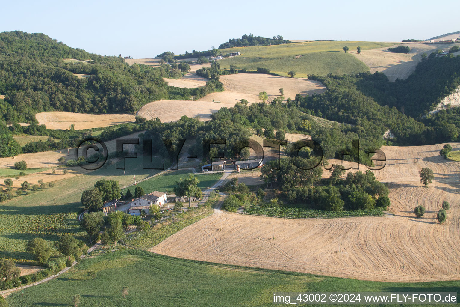 Aerial view of San Martino dei Muri in the state The Marches, Italy