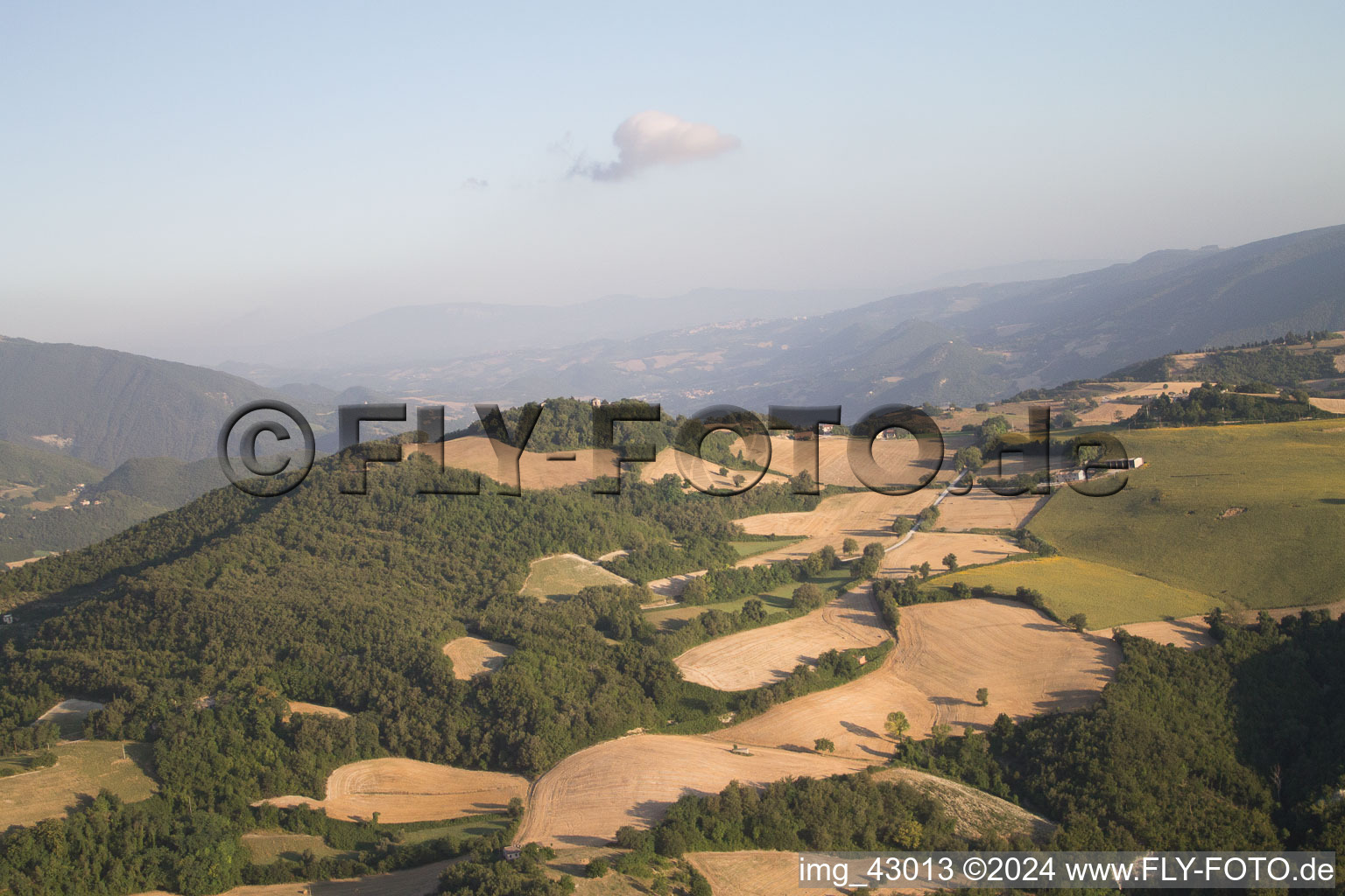 Aerial photograpy of Isola di Fano in the state The Marches, Italy