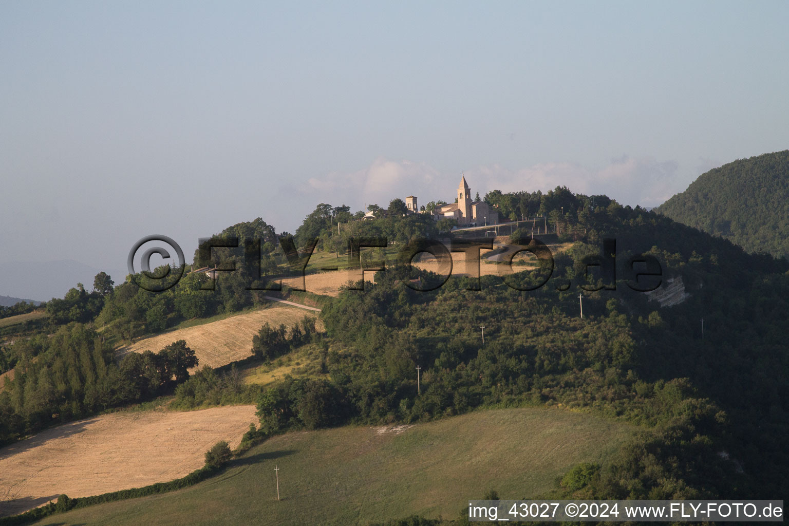 Drone recording of Isola di Fano in the state The Marches, Italy